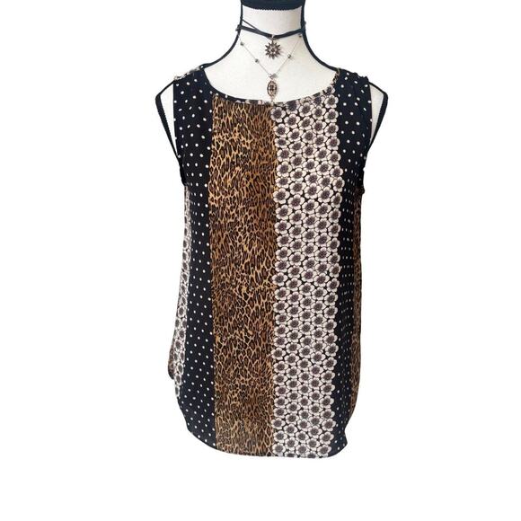 Y2K VTG. RETRO LEOPARD GRAPHIC PREMISE BLOUSE TOP S/M - Picture 2 of 7